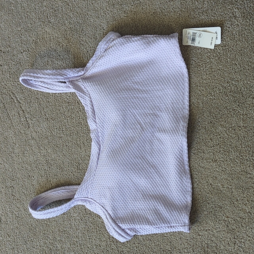 Aerie lilac textured longline swim top L